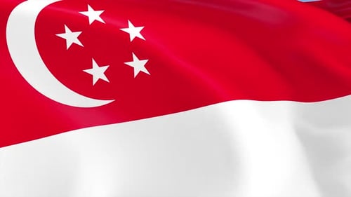 Realistic Singapore Flag Waving In The Wind