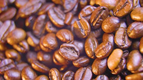 Macro Shot of Roasted Coffee Beans