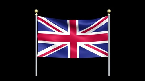 Realistic Waving United Kingdom Flag with Alpha Channel