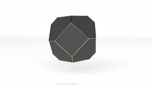 Rotating 3D Geometric Shape with Gold Edges Animation