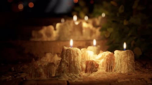 Atmospheric Flickering Candles with Melting Wax for Dark Scenes