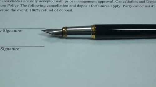 Close Up of Fountain Pen on Document