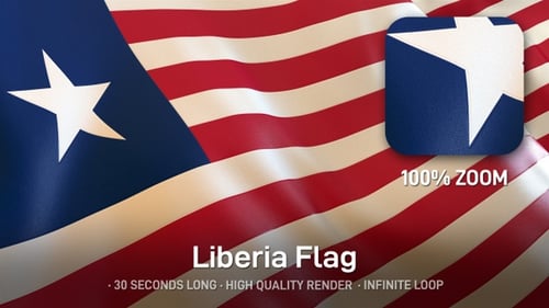 Realistic Waving Flag of Liberia Seamless Loop