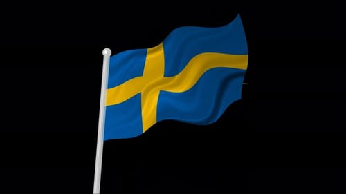 Waving Swedish National Flag on Alpha Background