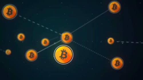 Bitcoin-Symbolsymbol Netzwerkverbindungstechnologie-Schleife