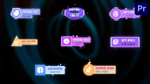 Animated Social Media Lower Thirds with Liquid Neon Effects