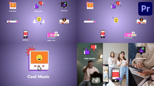 Icônes et titres de l'interface du navigateur Internet pour Premiere Pro