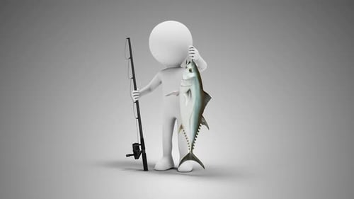 3D Man Fisherman 2 Loop with Alpha