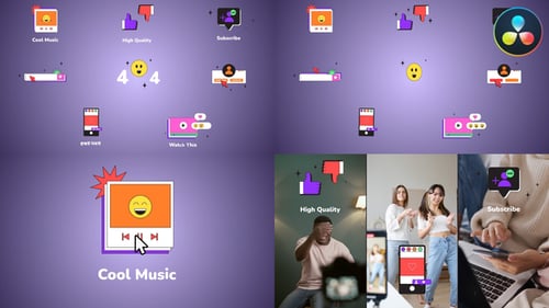 Internet Browser Interface Icons And Titles for DaVinci Resolve