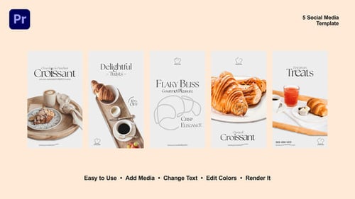 Elegant Croissant Social Media Story Templates