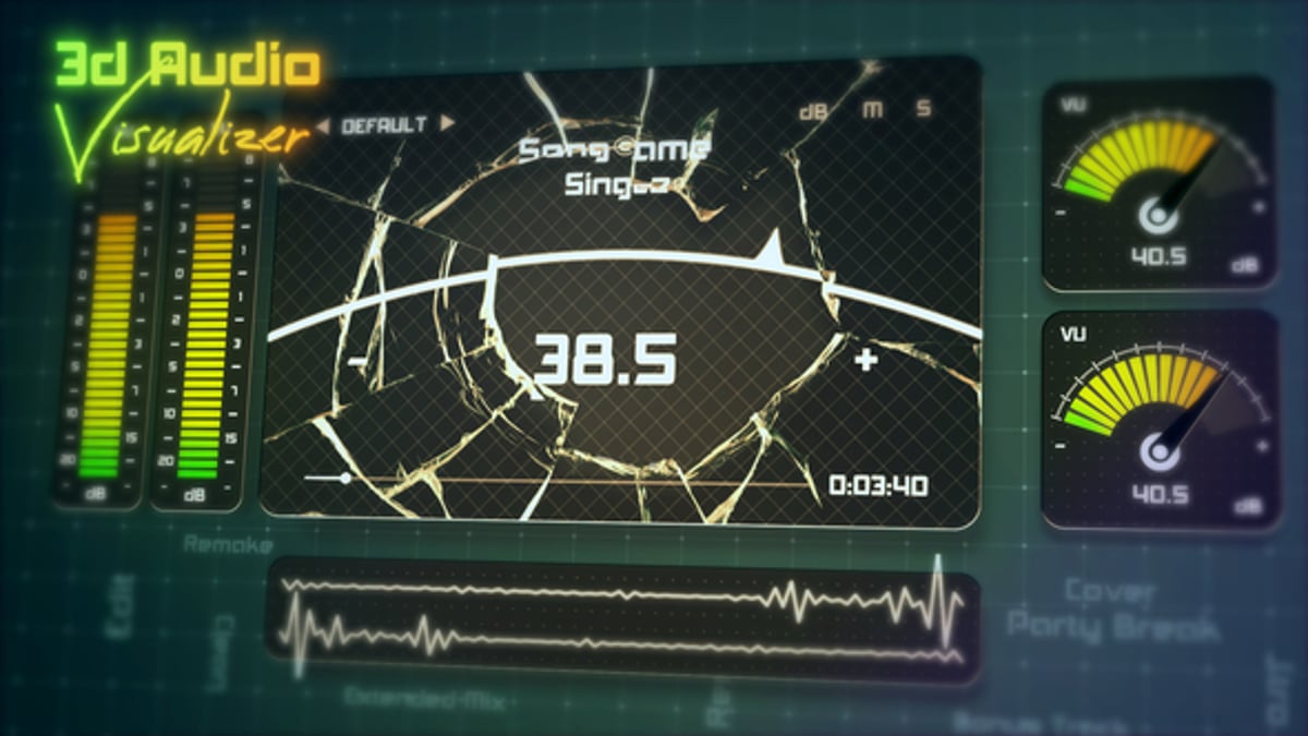 3D Audio Visualizer - Broken VU Display, Elements ft. audio & beat - Envato