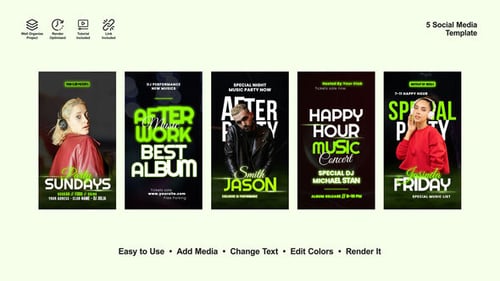 Neon Music Event Social Media Stories