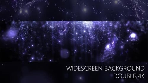 Widescreen Abstract Background with Glowing Purple Particles