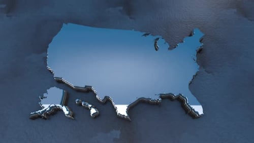 3D Metallic Map of USA with Reflective Surface Animation