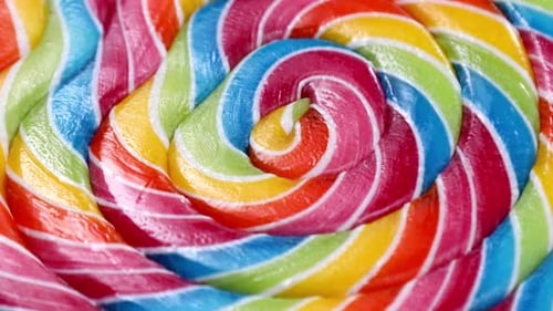 Colorful Swirl Lollipop Candy Close-Up