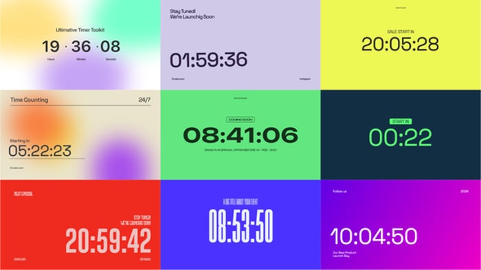 Full Screen Timers & Countdowns, Elements ft. audio & business - Envato