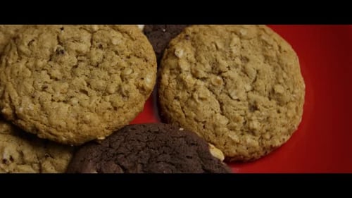 Close Up of Oatmeal and Chocolate Chip Cookies