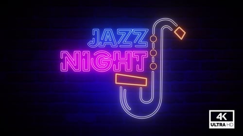 Jazz Night Neon Sign Animation Background