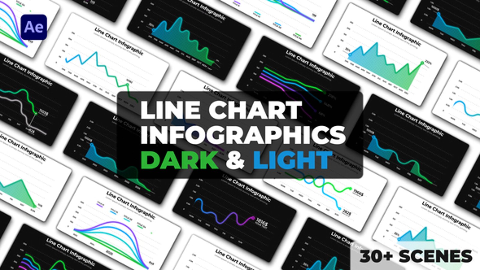 Line Chart Infographics | Dark and Light Themes, Infographics ft ...