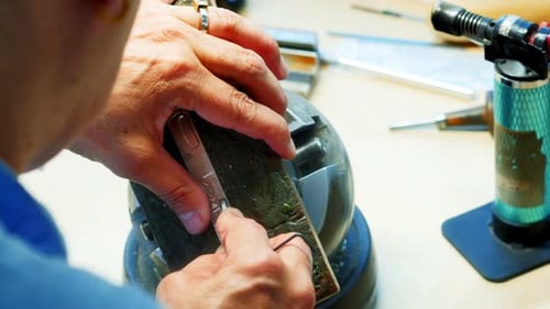 Craftswoman working in workshop