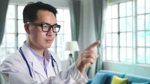 Medical Professional Interacting With Brain Graphic