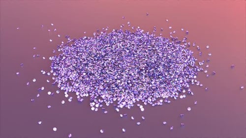 Sparkling Purple Diamonds Scattering on Reflective Surface
