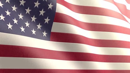 Waving American Flag with Realistic Fabric Texture