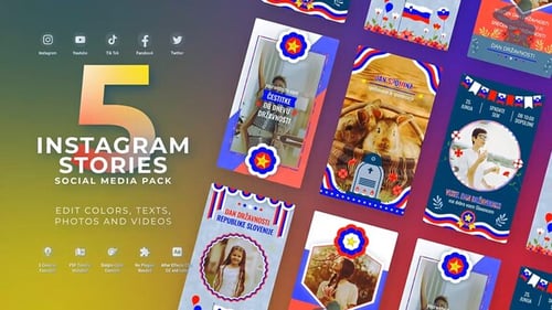 Stories Slovenia Independence Day Slovenia Flag Instagram Stories Memorial Day MOGRT Premiere Pro