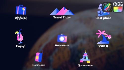 Animated Travel Icons and Titles for Video Projects