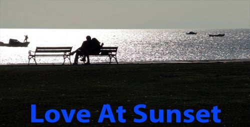 Romantic Couple Silhouette Sitting on Park Bench