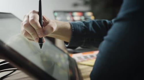 Close Up of Stylus and Digital Tablet