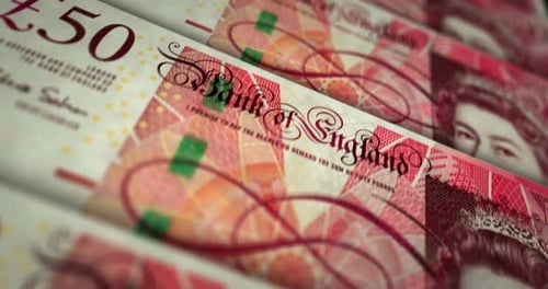 Pound Sterling money banknote surface loop animation