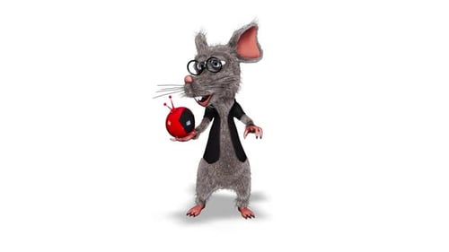 Cartoon 3D Rat Show TV Looped on White