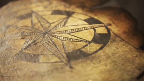 Vintage Pirate Treasure Map with Compass and Knife Animation