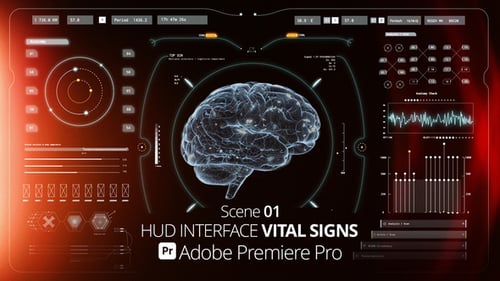 Futuristic Medical HUD Interface with Brain Scan Analysis