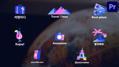 Íconos y títulos de viajes para Premiere Pro