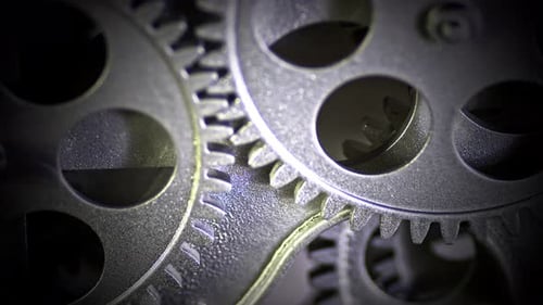 Close-Up of Interlocking Gears Turning