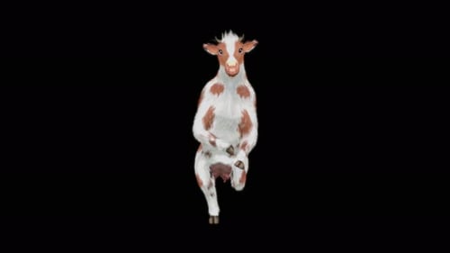 Cute Cartoon Cow Character Dancing on Hind Legs