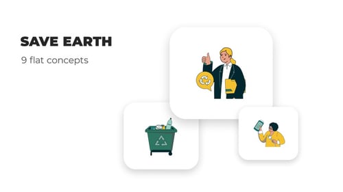 Animated Environmental Flat Icons for Sustainability Concepts