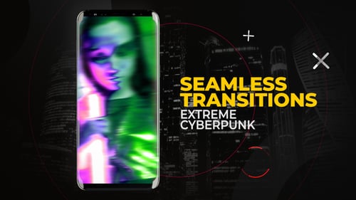 Vertical Cyberpunk Glitch Transitions with Neon Effects