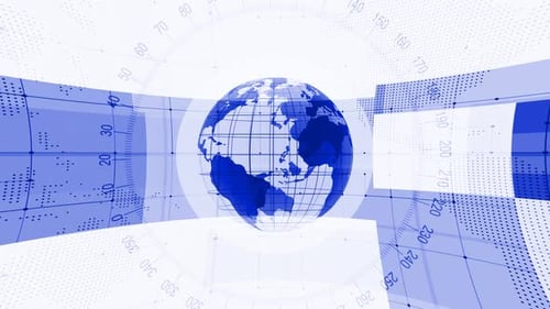 Futuristic Digital Earth Globe Rotation with Grid Technology Background