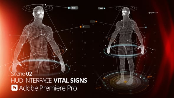 Human Body Scan HUD Interface with Vital Signs Data, Infographics ft ...