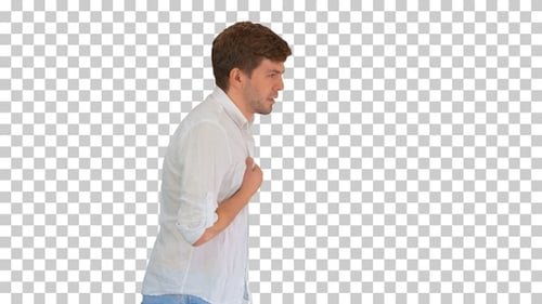Jeune homme épuisé souffrant de chaleur, Alpha Channel