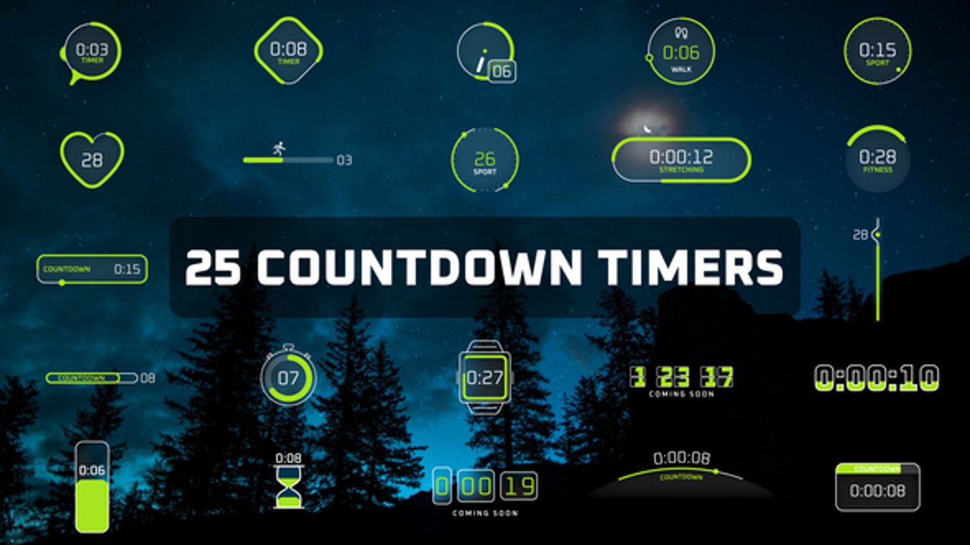 Countdown Timers with Progress Bar, Elements ft. clock & circle - Envato