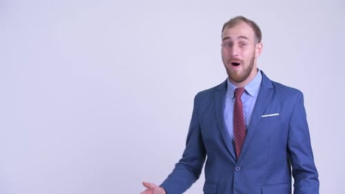 Excited Businessman Gives Two Thumbs Up Gesture