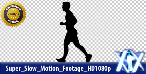 Silhouette of Man Running on Transparent Background