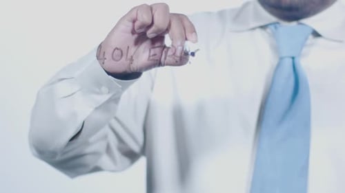 Man Writes 404 Error Message on Clear Surface