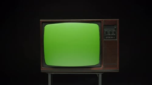 Retro Television with Green Screen for Compositing