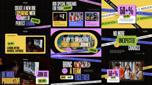 Paket mit farbenfrohen Online-Kursgeschichten