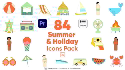 Summer & Holiday Icons Pack For Premiere Pro